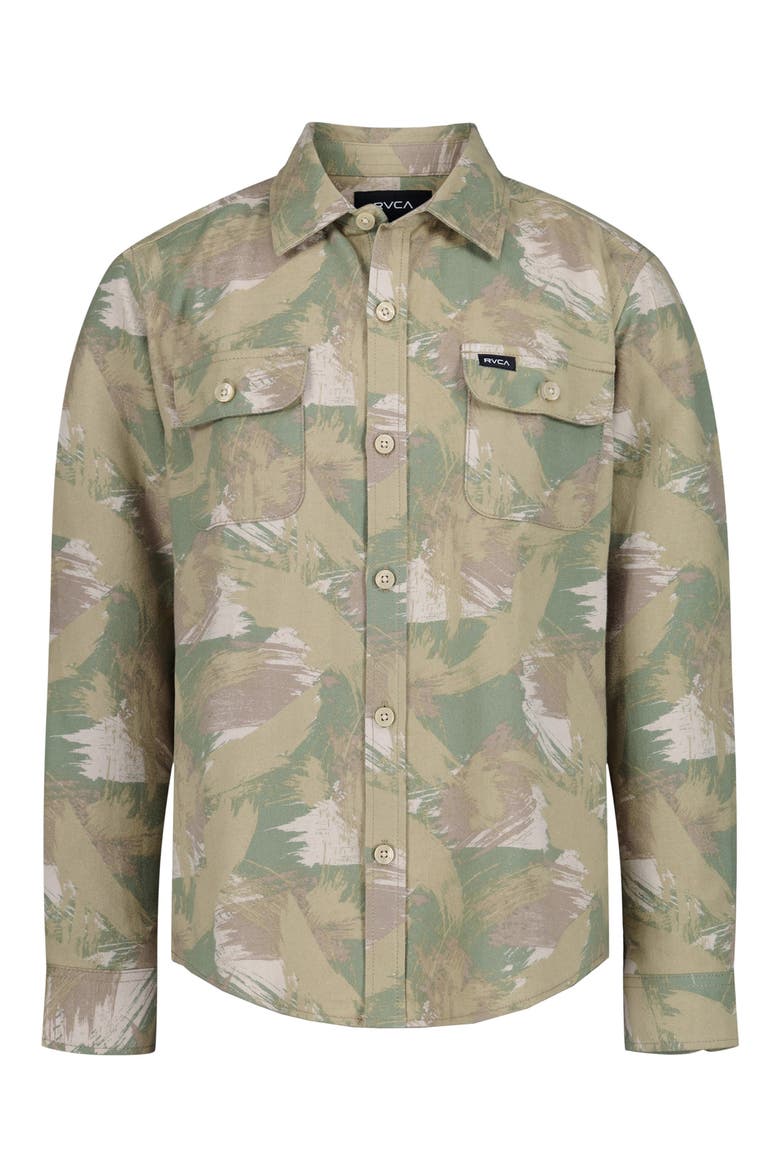 Kids' Camo Flannel Button-Up Shirt, Main, color, KHAKI