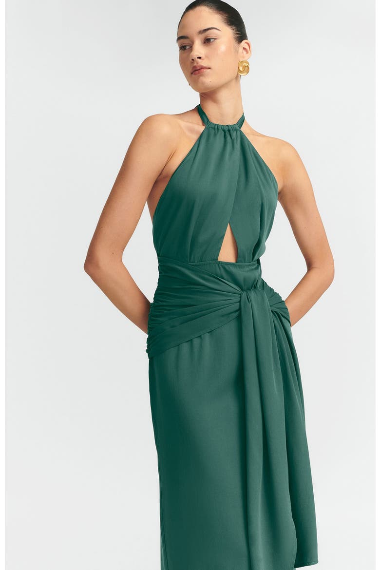 Nessie Midi Dress, Alternate, color, Forest Green