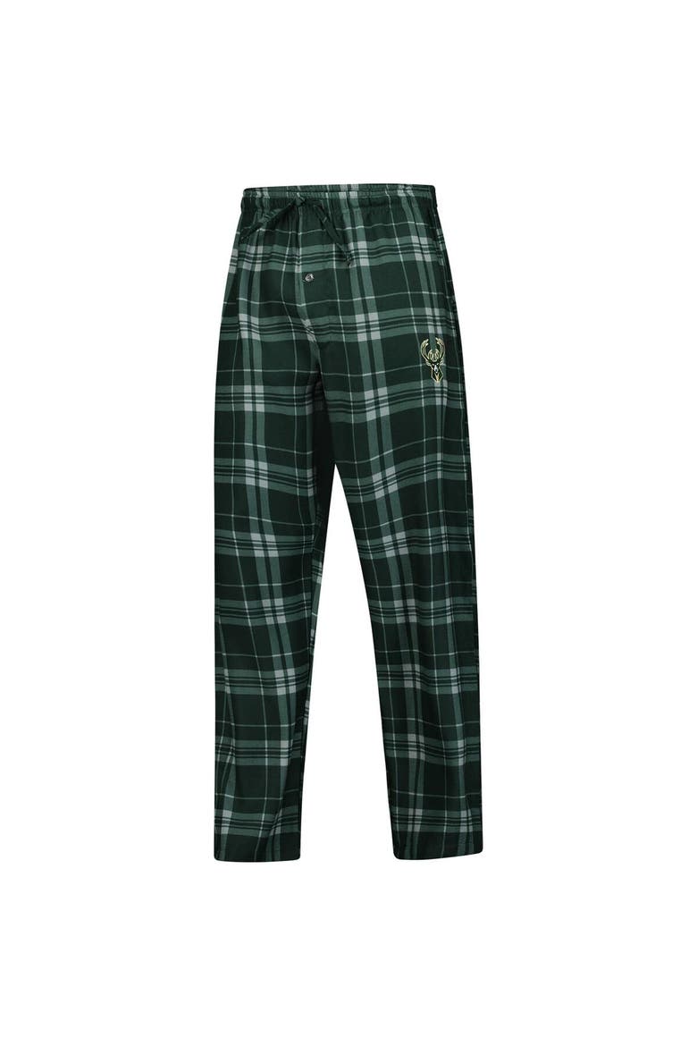 Men's Concepts Sport Hunter Green Milwaukee Bucks Regulate Long Sleeve T-Shirt & Plaid Pant Set, Alternate, color, Hunter Green