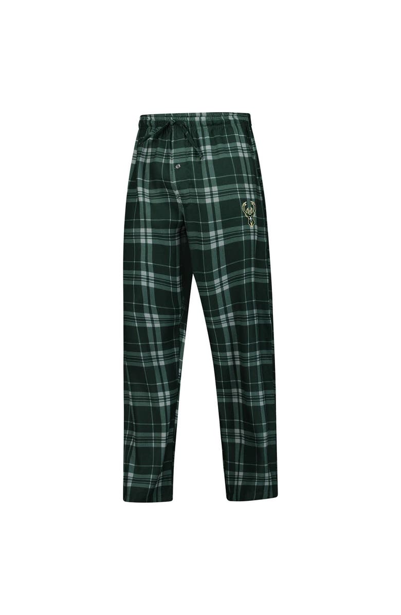 CONCEPTS SPORT Men's Concepts Sport Hunter Green Milwaukee Bucks Regulate Long Sleeve T-Shirt & Plaid Pant Set, Alternate, color, Hunter Green