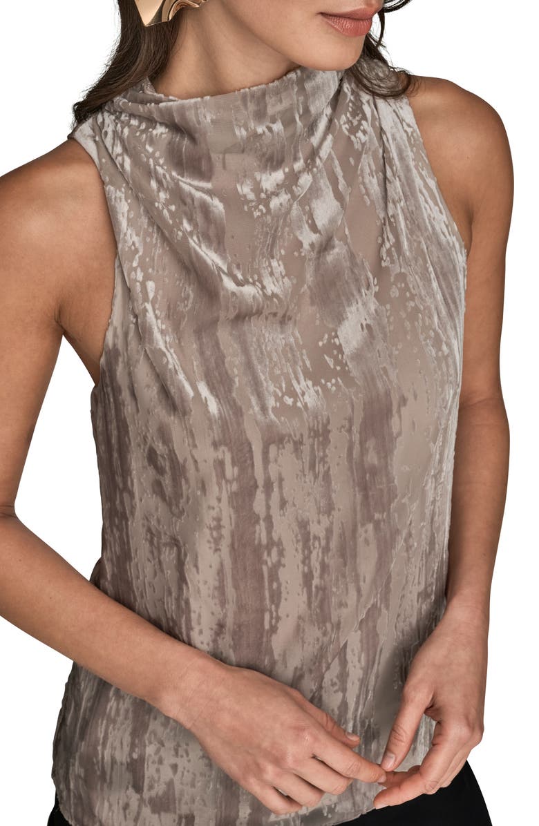 Donna Karan New York Burnout Mock Neck Sleeveless Top, Alternate, color, Vapor
