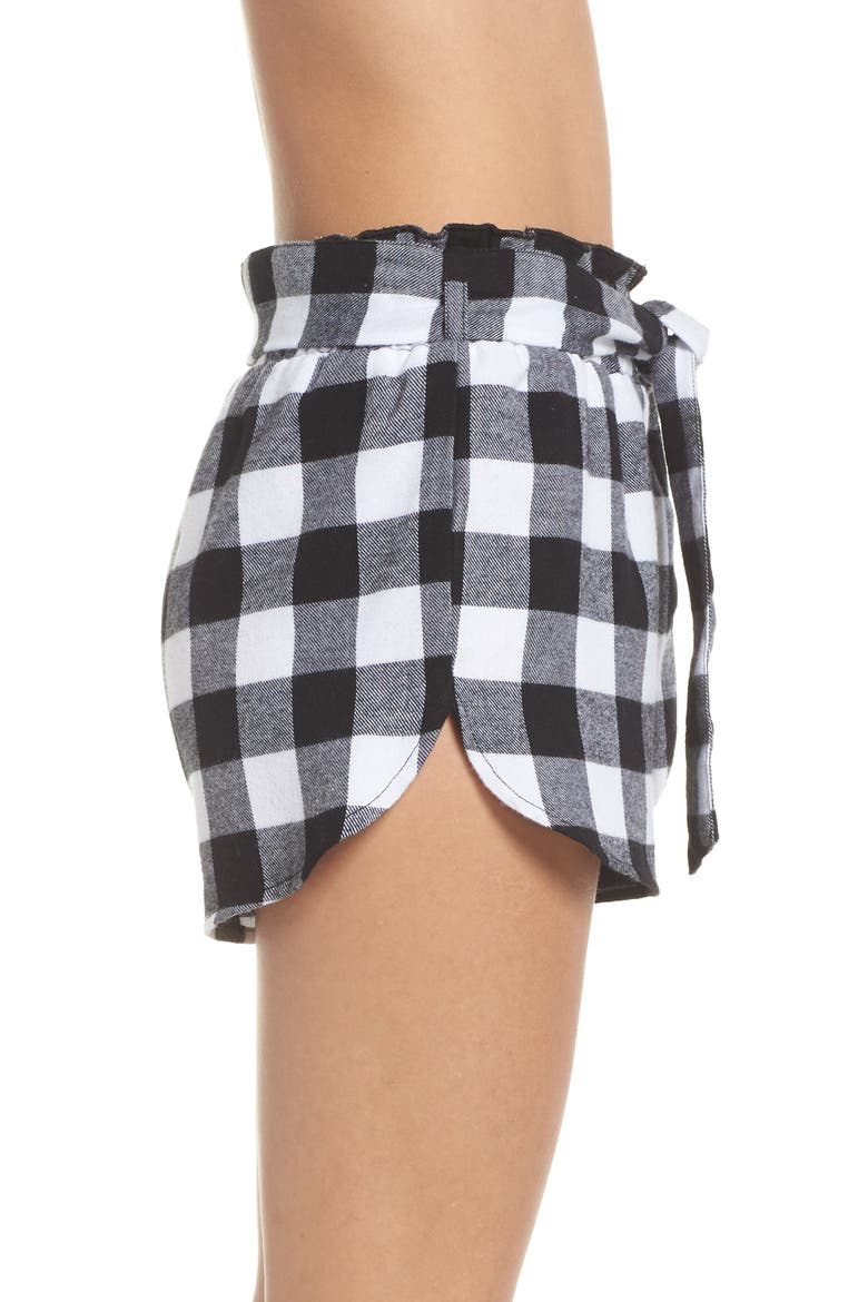 Tie Waist Flannel Shorts, Alternate, color, BLACK BUFFALO PLAID
