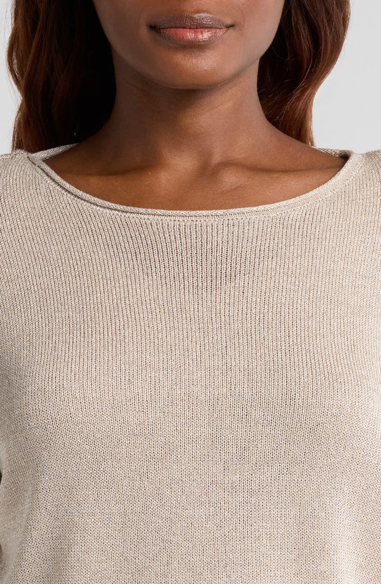 Halogen<sup>®</sup> Metallic Long Sleeve Midi Sweater Dress, Alternate, color, 