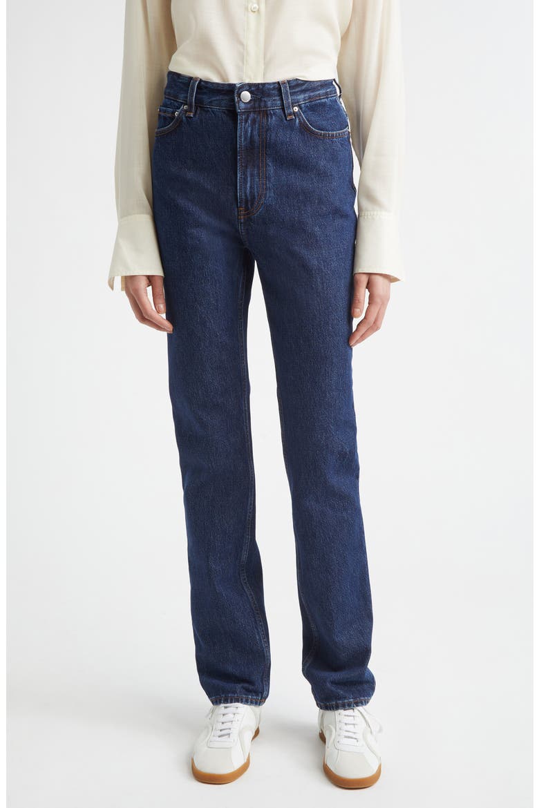 High Waist Slim Leg Jeans, Main, color, INDIGO