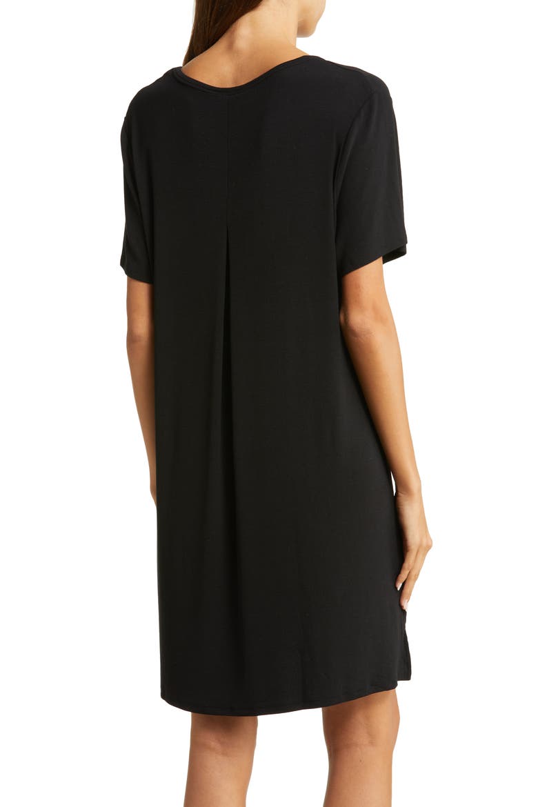 Rib Knit Nightshirt, Alternate, color, BLACK