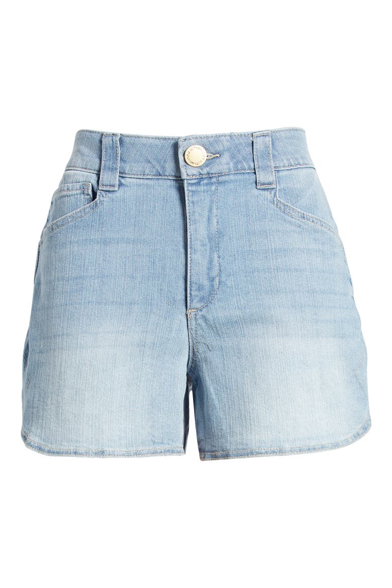'Ab'Solution Skyrise Tulip Hem Denim Shorts, Alternate, color, POWDER BLUE ARTISANAL