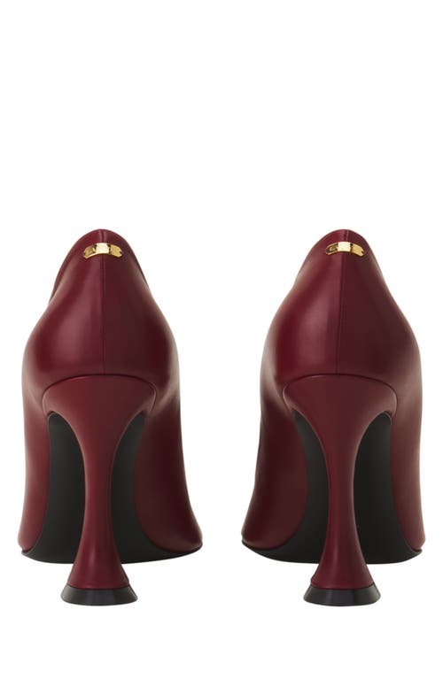 Lanvin Midnight Step Leather Bow Pump In Burgundy