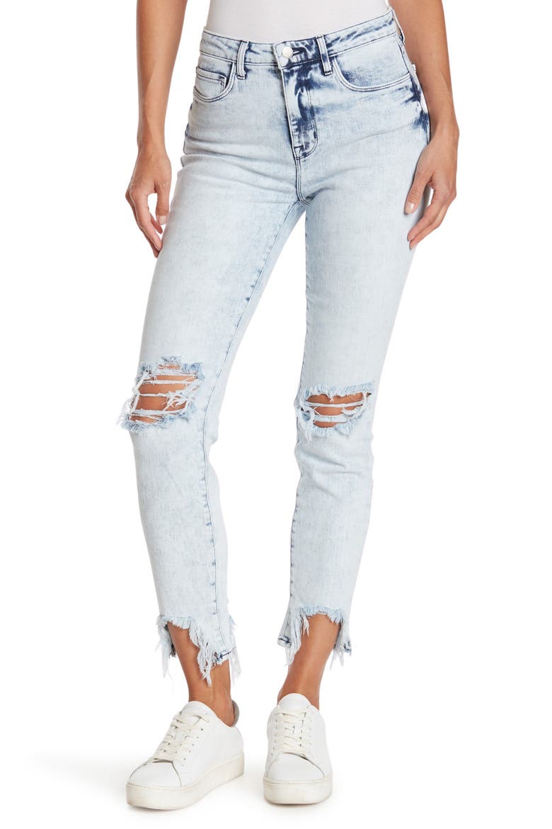 High Line Destroyed Chewed Hem Crop Skinny Jeans, Main, color, CALYPSO