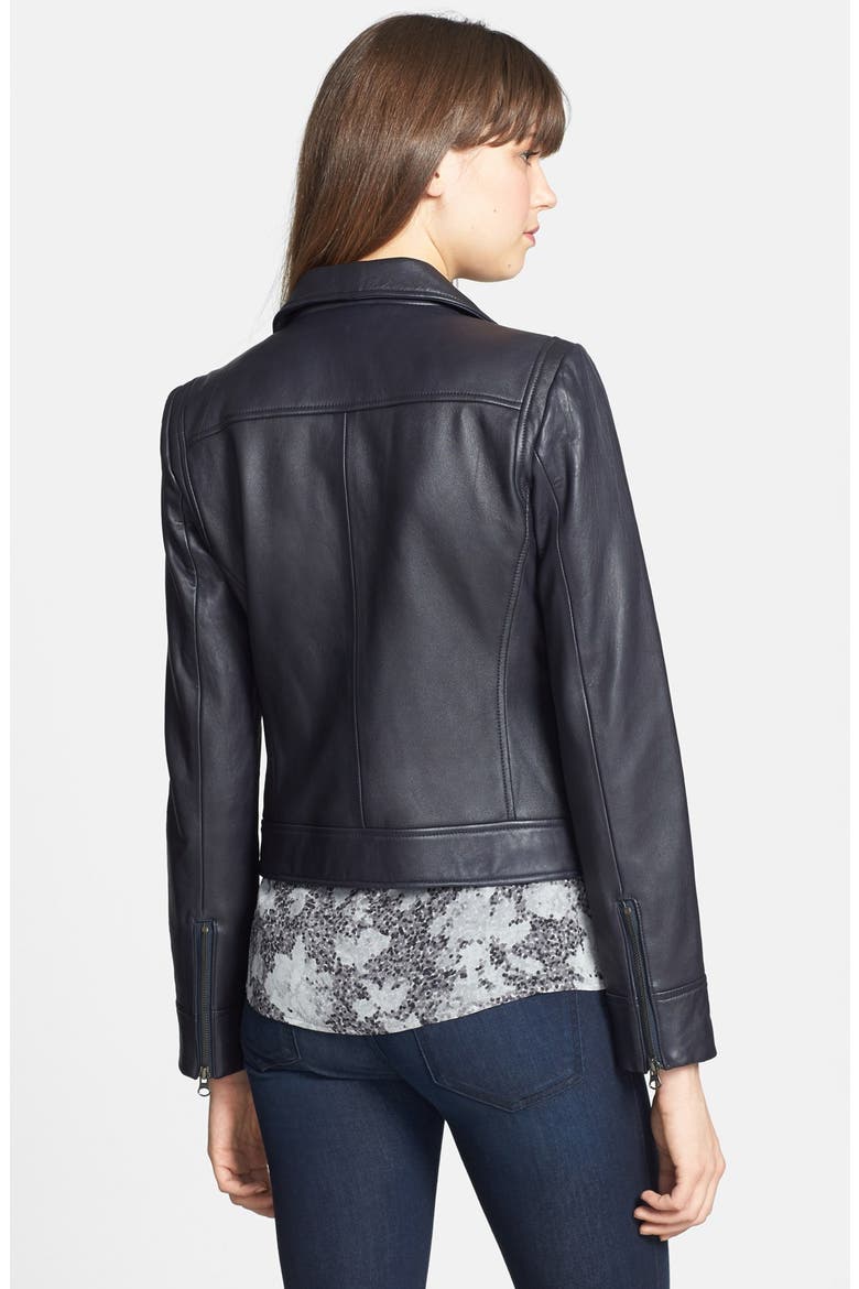 Leather Moto Jacket, Alternate, color, NAVY