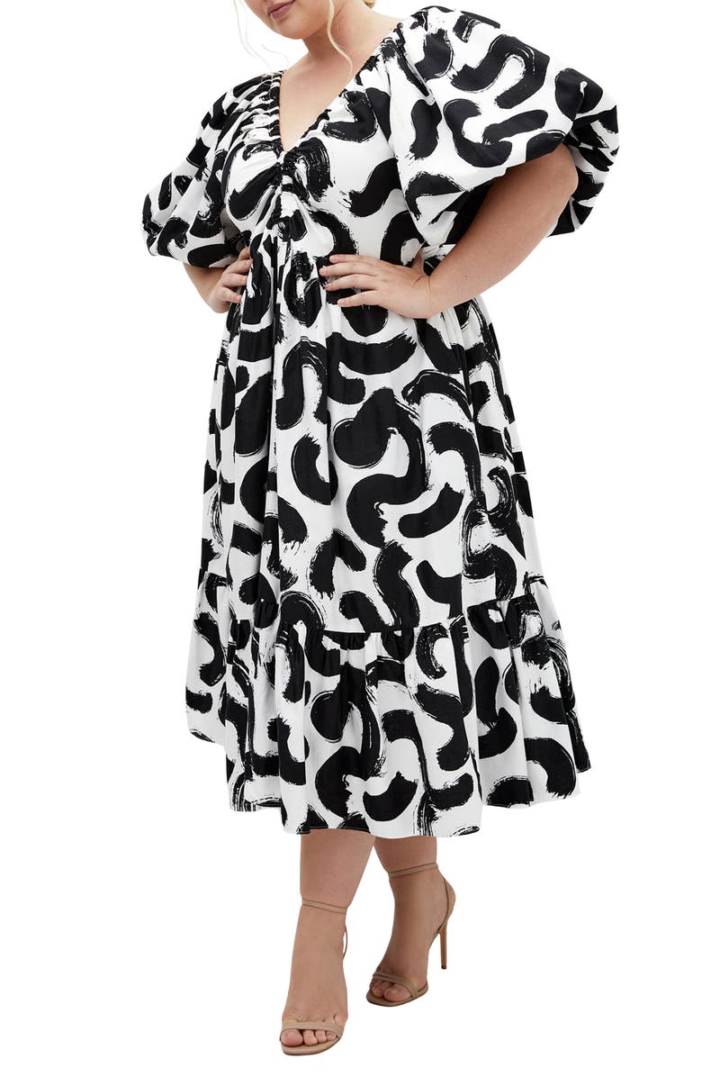 City Chic Jana Print A-Line Dress, Alternate, color,