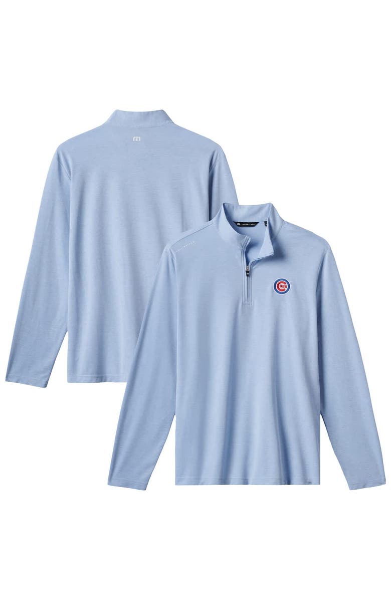 TravisMathew Men's TravisMathew  Light Blue Chicago Cubs Time to Tailgate Tri-Blend Quarter-Zip Pullover, Main, color, 
