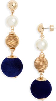 Nordstrom Orb Velvet & Faux Pearl Drop Earrings