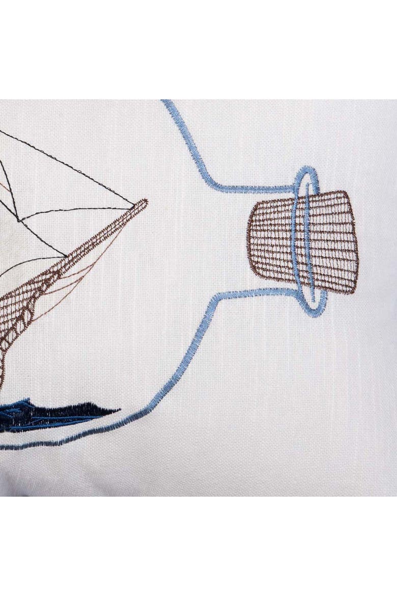Ship In A Bottle Embroidered Throw Pillow, 14" x 22", Alternate, color, Brown