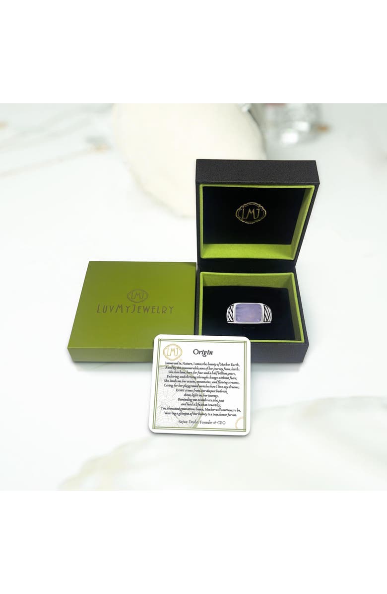 LuvMyJewelry Blue Lace Agate Sterling Silver Men Signet Ring, Alternate, color, Blue