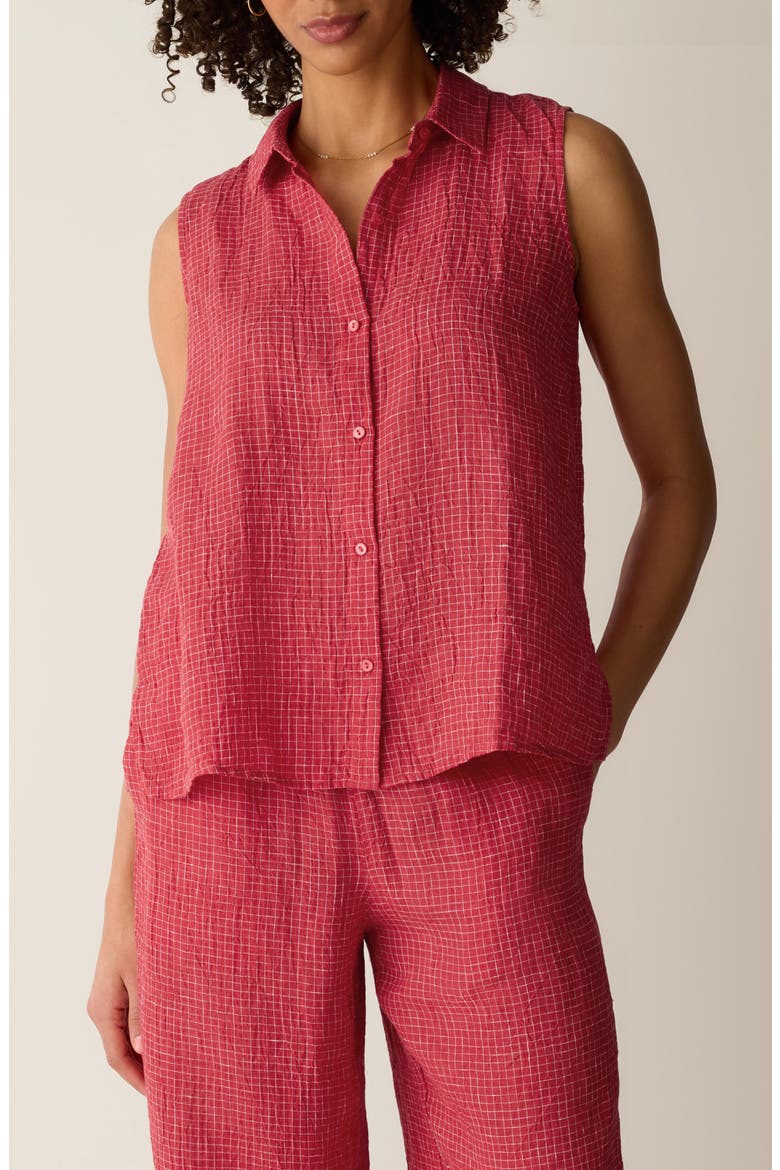 Sleeveless Organic Linen Shirt, Main, color, GRENADINE