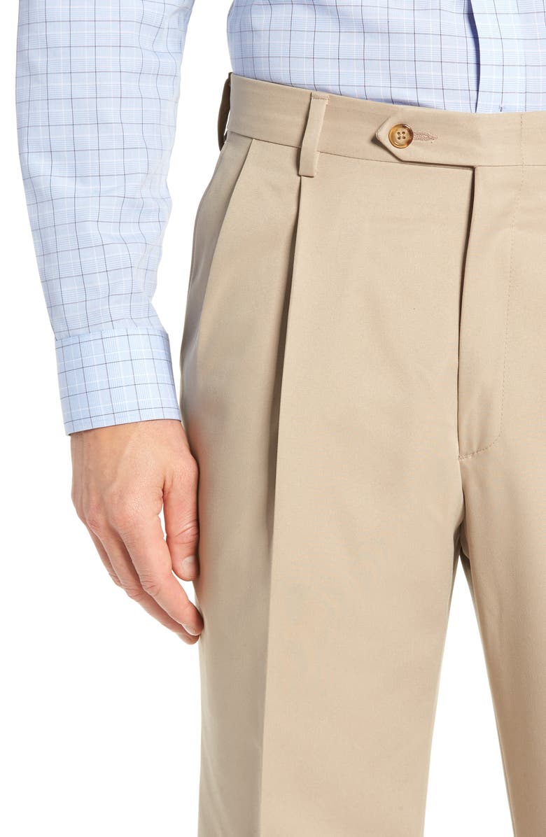 Berle Classic Fit Pleated Microfiber Performance Trousers, Alternate, color, Tan