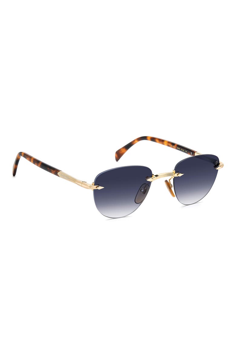 51mm Rimless Square Sunglasses, Alternate, color, GOLD BROWN HAVANA/ DK BLUE SF