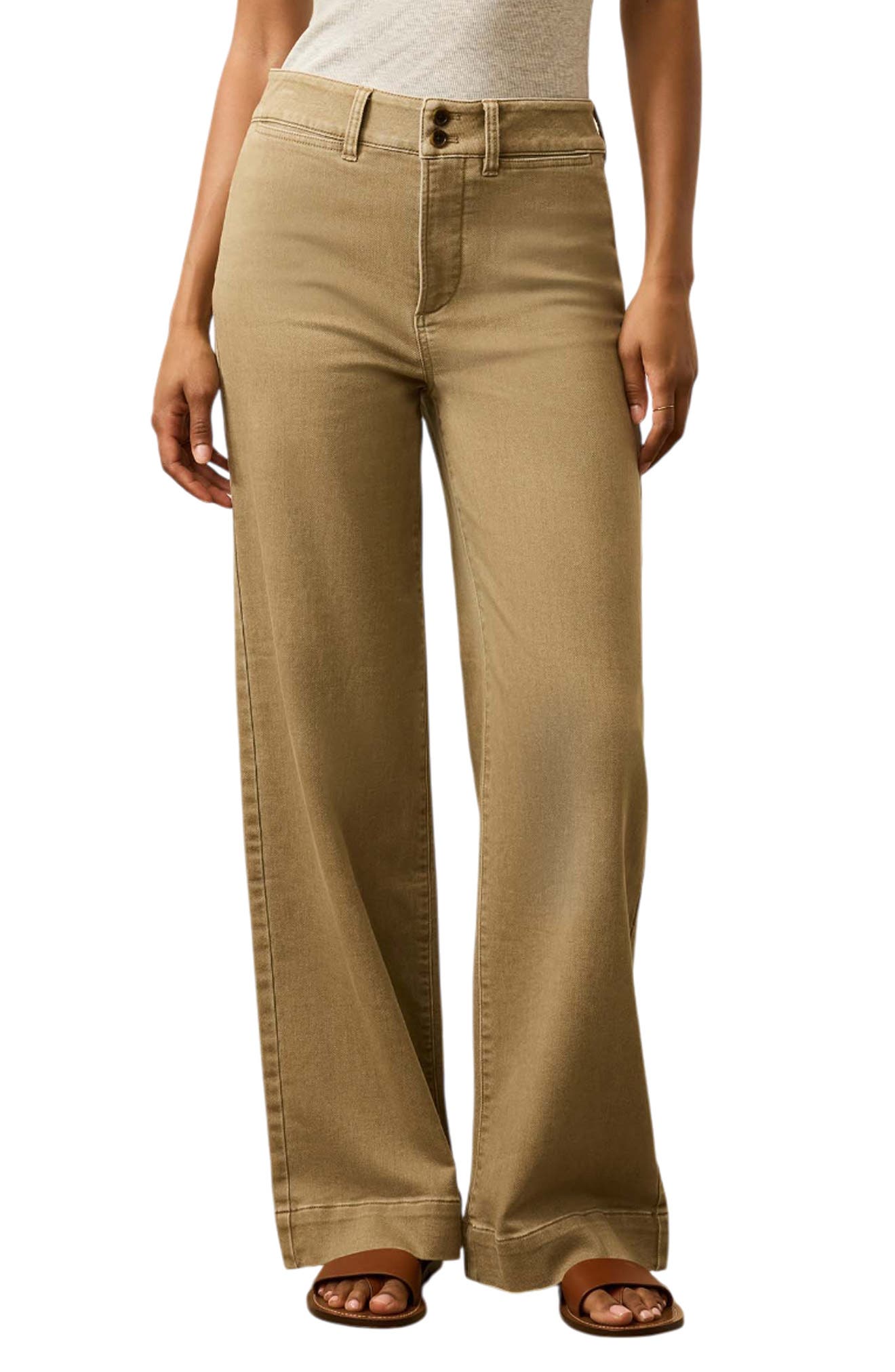 Stretch Terry Sailor Wide Leg Pants