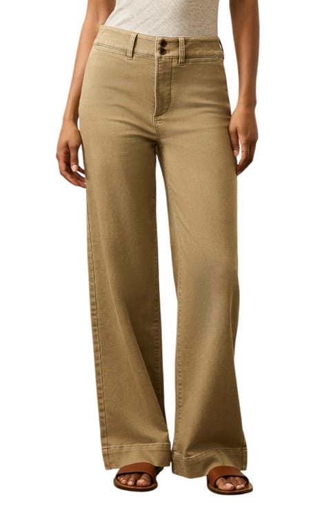 Stretch Terry Sailor Wide Leg Pants