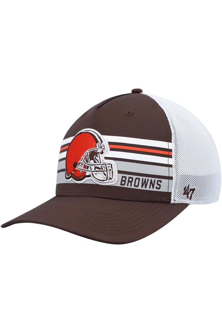 Men's '47 Brown Cleveland Browns Altitude II MVP Trucker Snapback Hat, Main, color, Brown