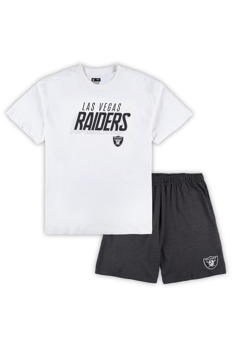 Men's Concepts Sport White/Charcoal Las Vegas Raiders Big & Tall T-Shirt and Shorts Set, Main, color, White