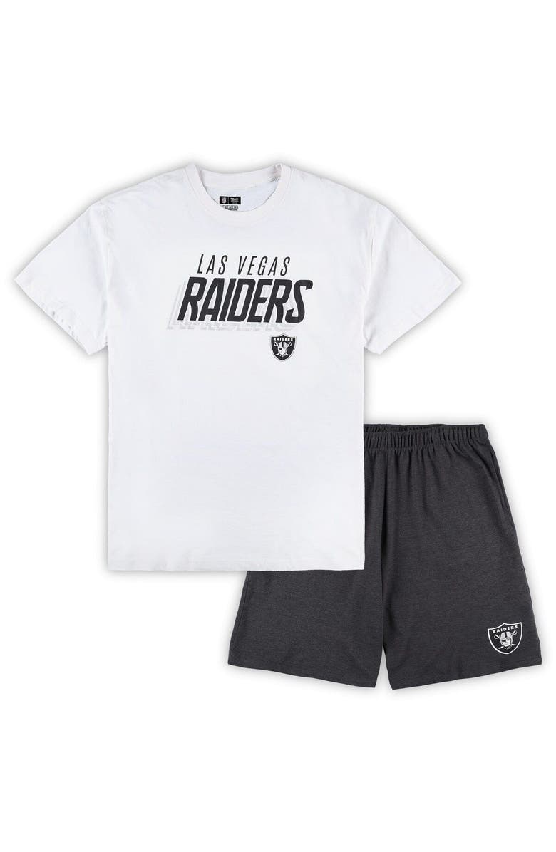 CONCEPTS SPORT Men's Concepts Sport White/Charcoal Las Vegas Raiders Big & Tall T-Shirt and Shorts Set, Main, color, White