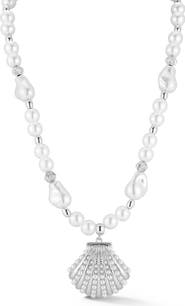 GLAZE JEWELRY Faux Pearl Shell Pendant Necklace