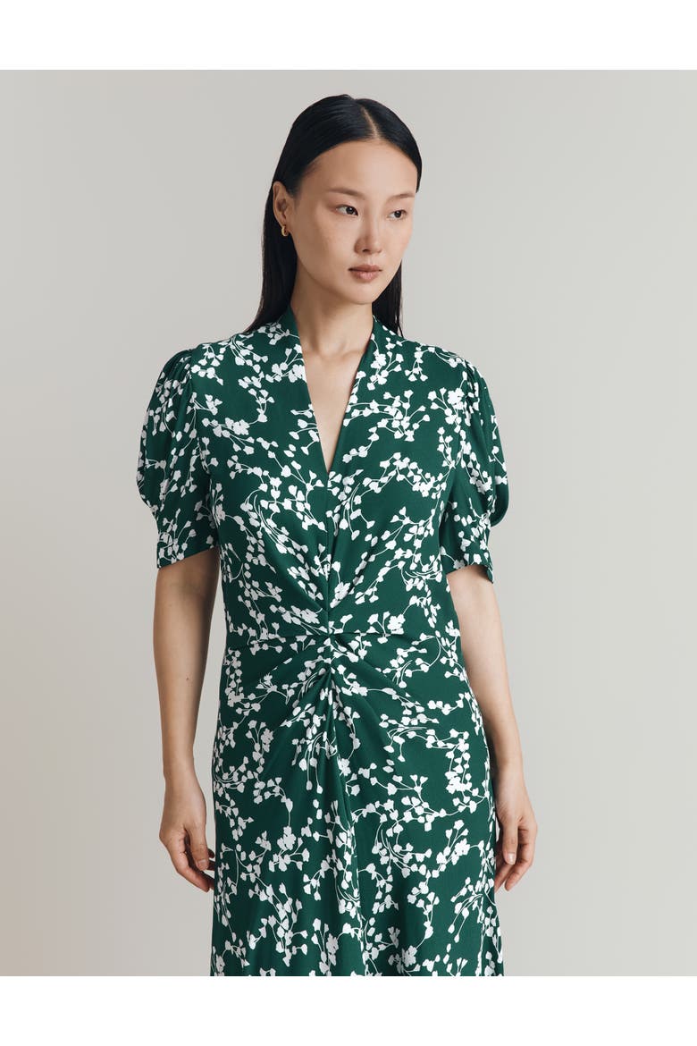 Capri Crepe Floral Midi Dress, Alternate, color, Green Trailing Florals