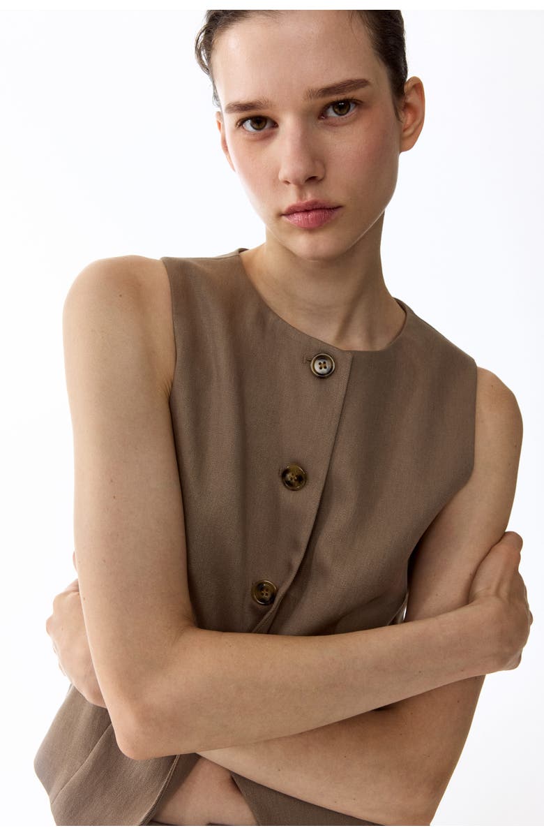 H&M Waistcoat, Alternate, color, Dark Beige