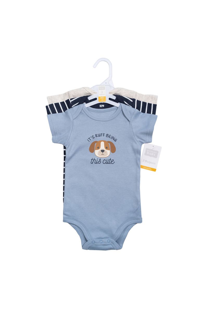 Hudson Baby 3Pk Pack of Essential Cotton One-Piece Rompers, Alternate, color, Rough Being Cute Dog