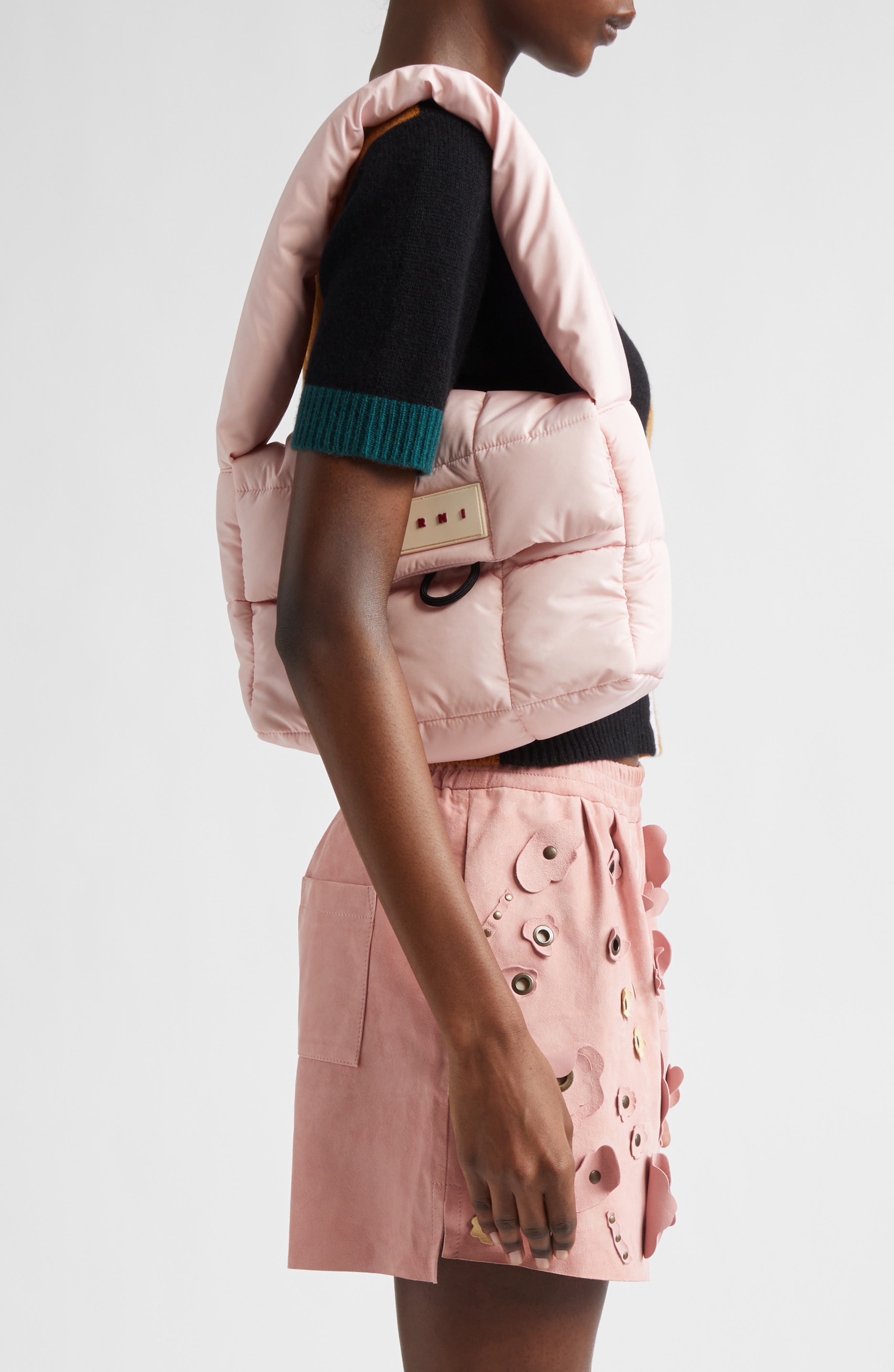 Marni Quilted Puffer Shoulder Bag, Alternate, color, 00C18 Cinder Rose