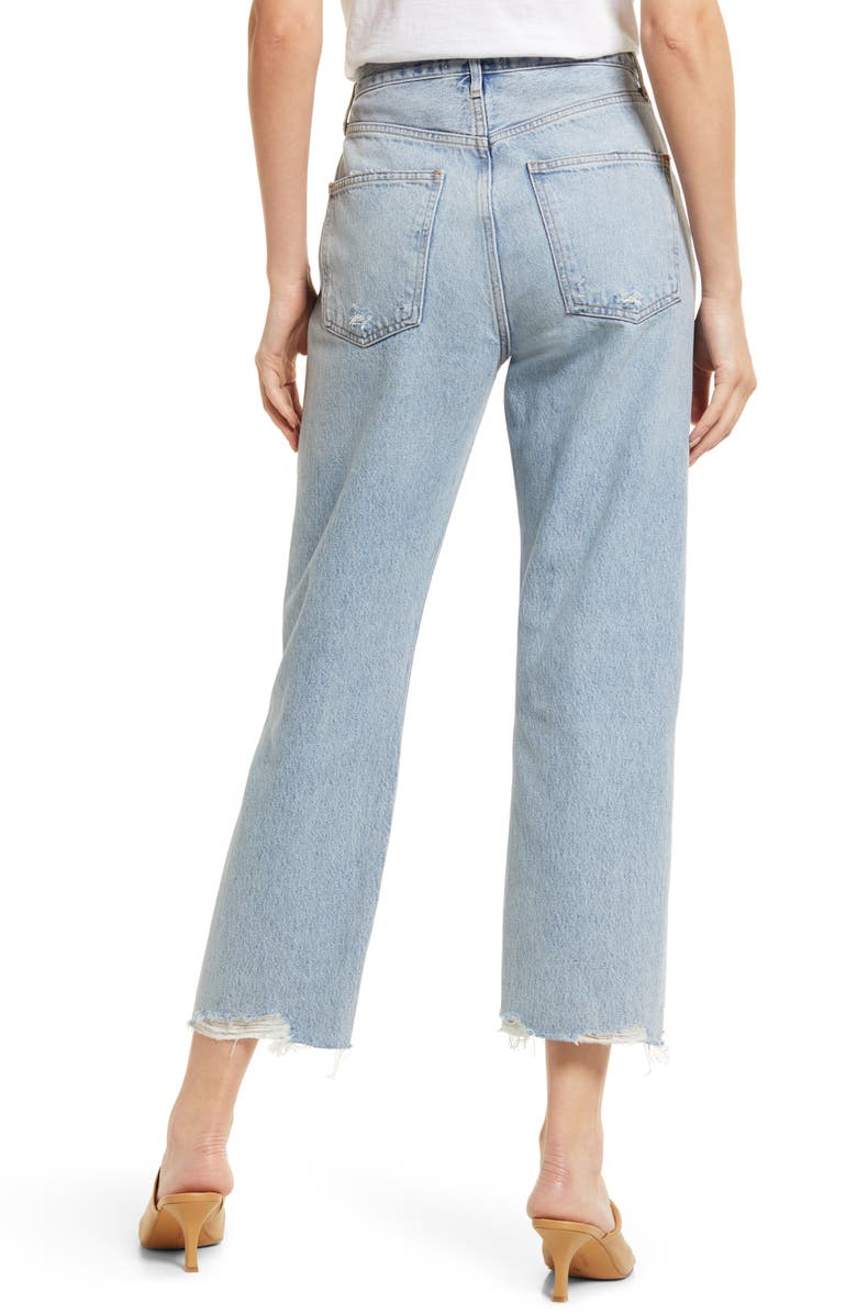 AGOLDE '90s High Waist Frayed Crop Organic Cotton Jeans, Alternate, color,
