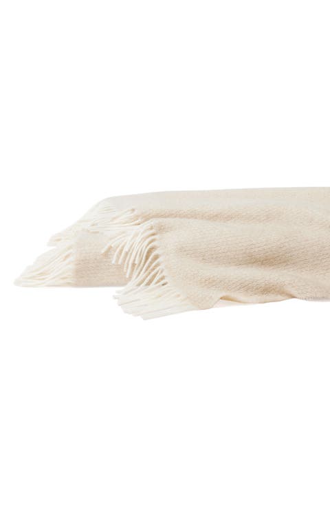 Cervino Fringe Trim Wool & Cashmere Throw Blanket