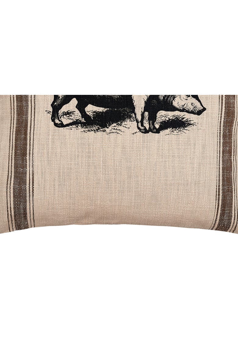 Pig Feed Sack Throw Pillow, 20" x 20", Alternate, color, Brown