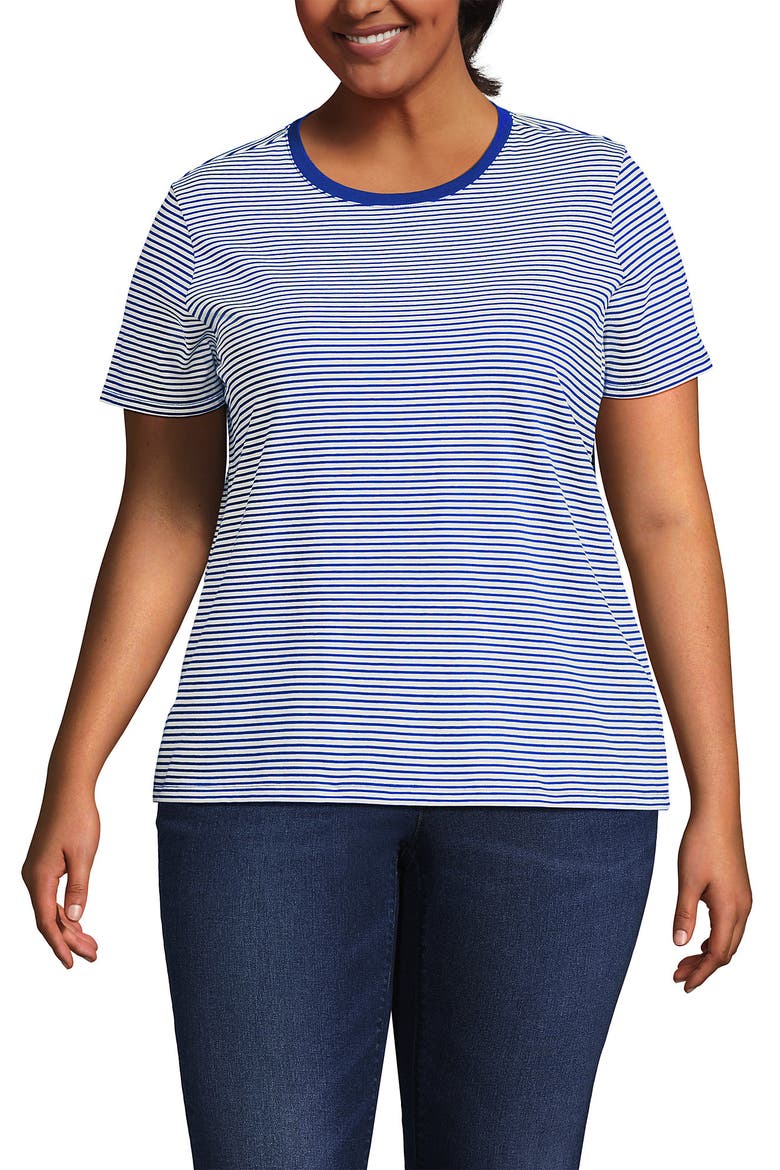Supima Cotton Crewneck T-Shirt, Main, color, Cobalt/Ivory Micro Stripe