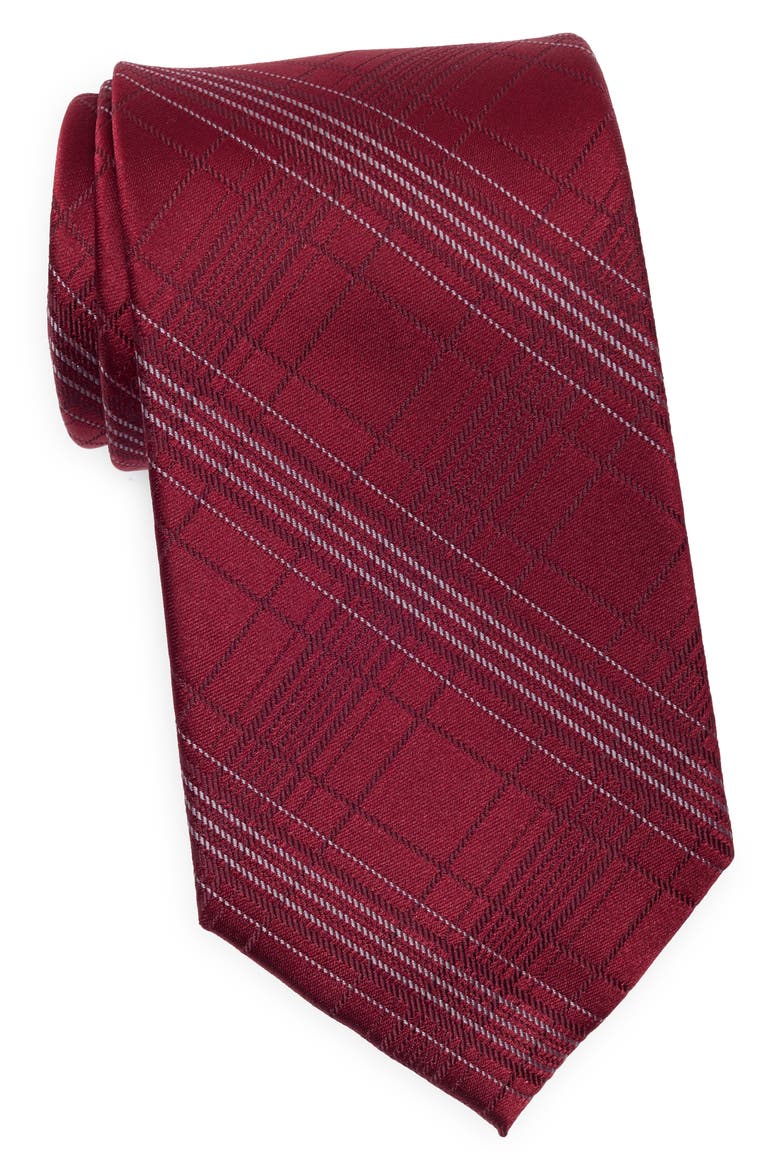 Jayden Plaid Print Tie, Main, color, RED