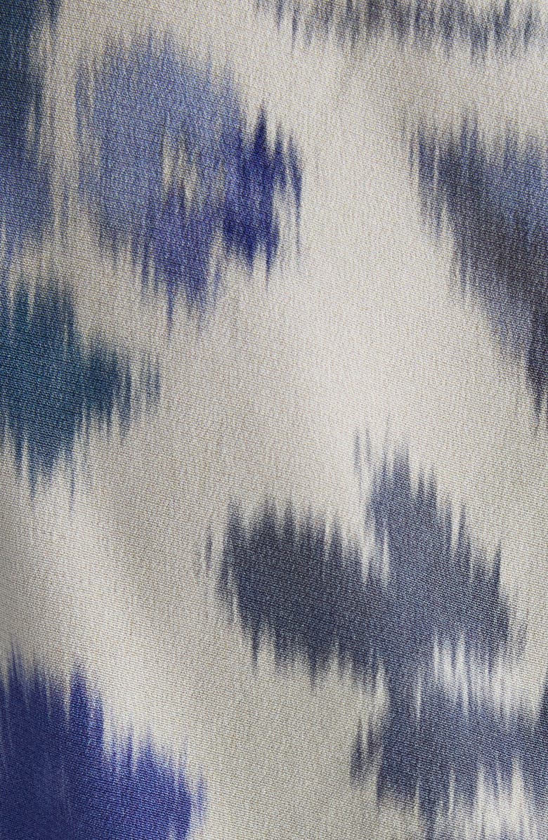 Isabel Marant Albini Print Ruched Sleeve Stretch Silk Dress, Alternate, color, Blue