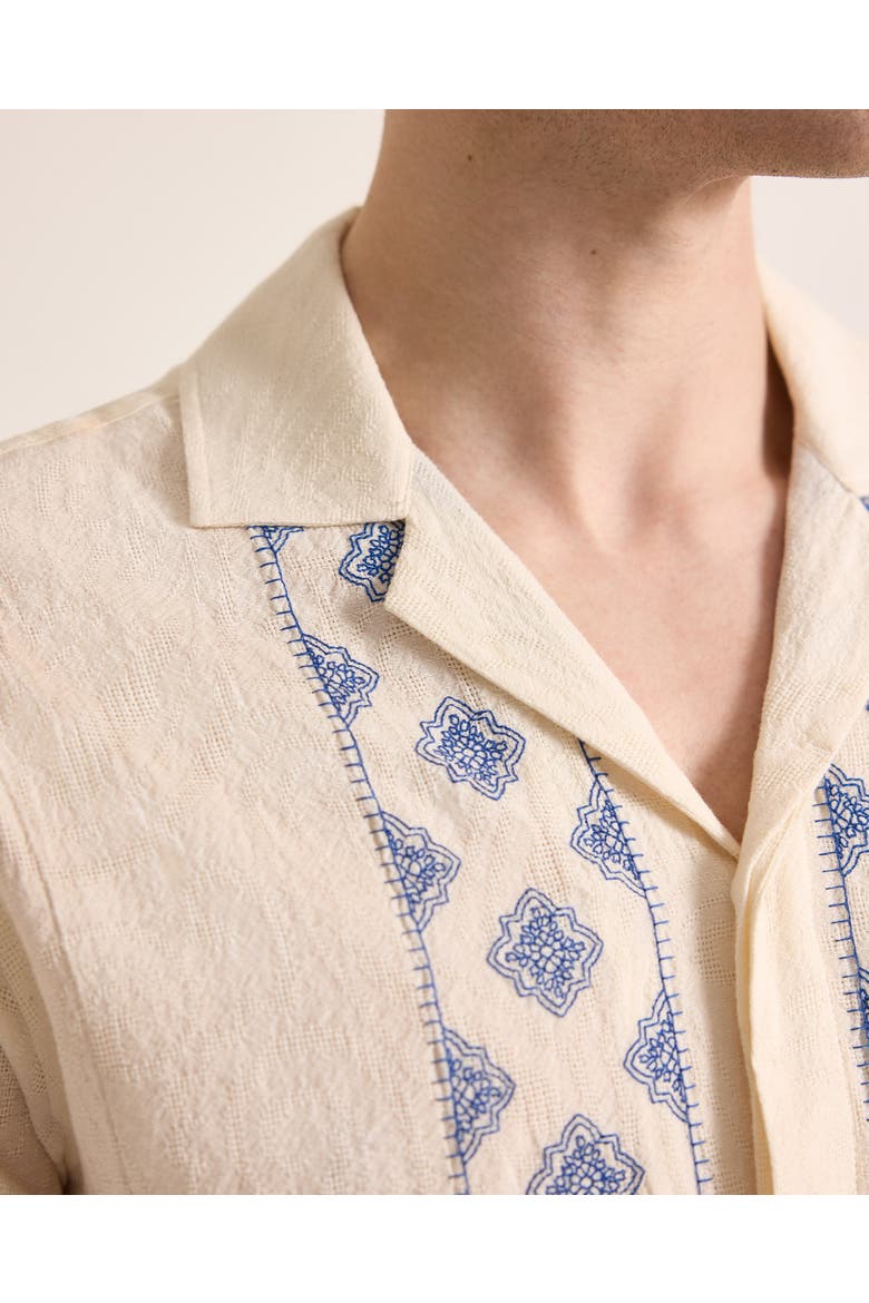 Maitan Embroidery Relaxed Fit Carnival Embroidery Shirt, Alternate, color, White Sand/Nightfall Blue