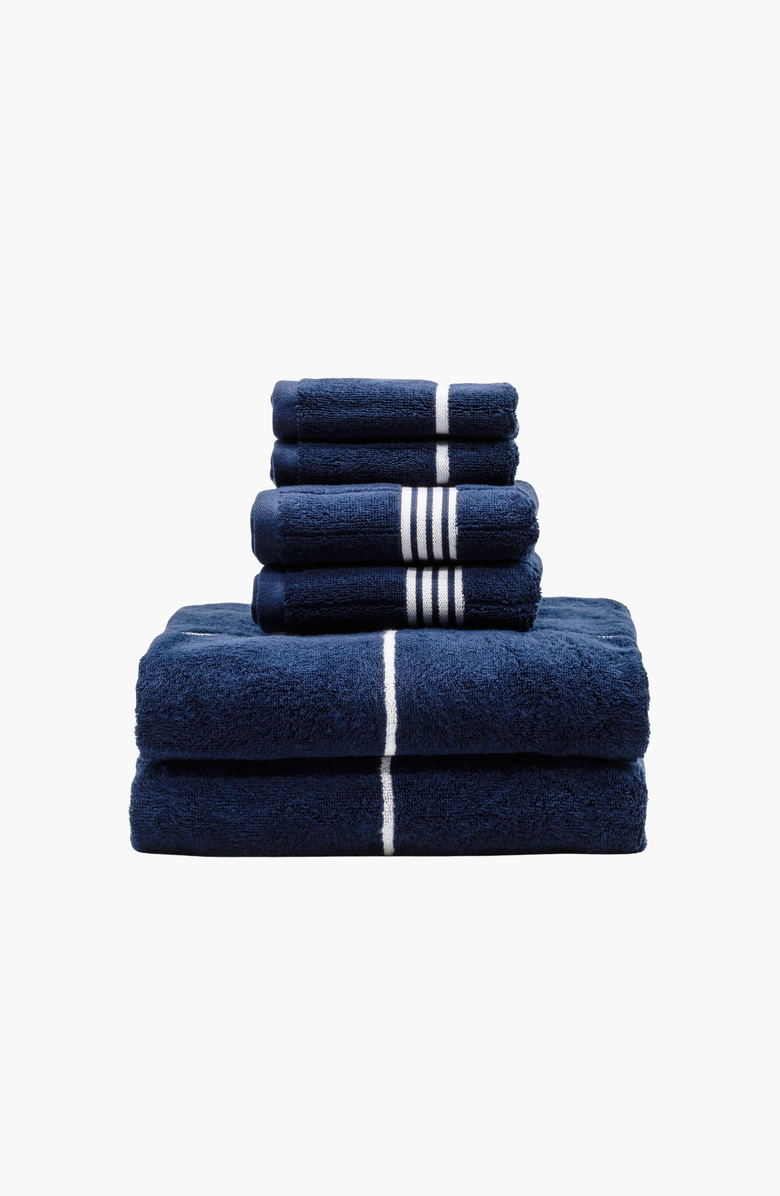 Italic Miramar Bath Towel Standard Set, Main, color, Navy / White