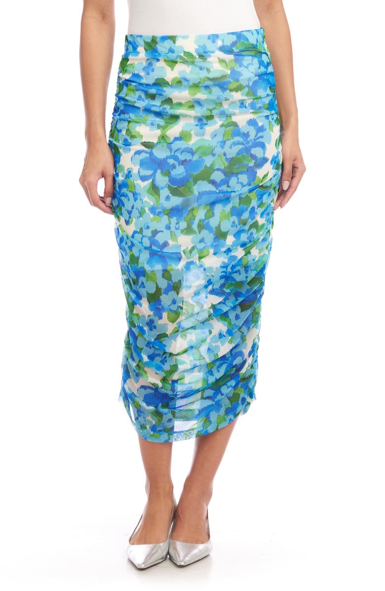 FIFTEEN TWENTY Tatum Side Ruched Mesh Maxi Skirt, Main, color, 