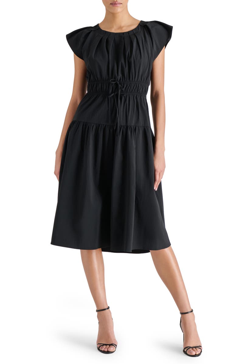 Steve Madden Archie Bow Ruched Dress, Alternate, color, Black