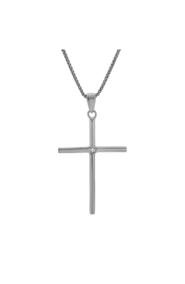 LuvMyJewelry Ruth Sterling Silver 0.01 Ct Diamond Cross Pendant, Main, color, 925 Sterling Silver