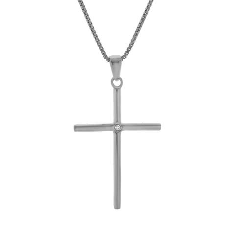 Ruth Sterling Silver 0.01 Ct Diamond Cross Pendant