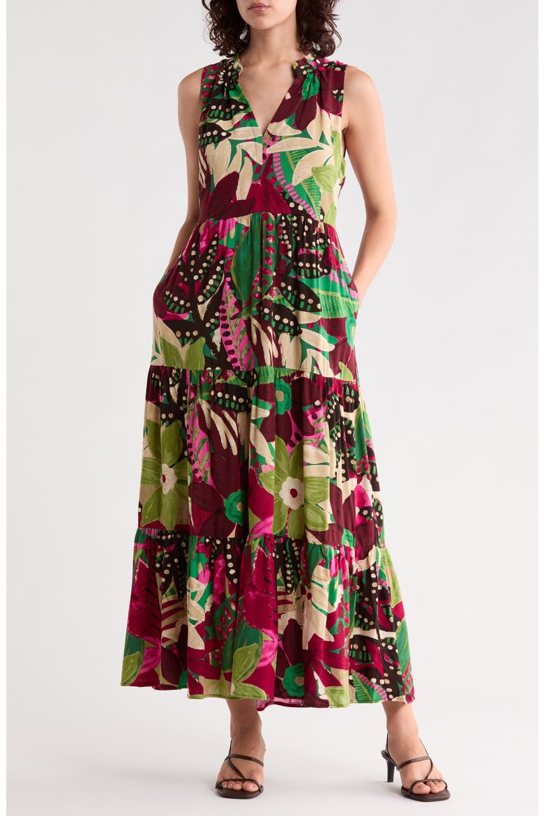 Tiered Maxi Dress, Main, color, PINK MULTI