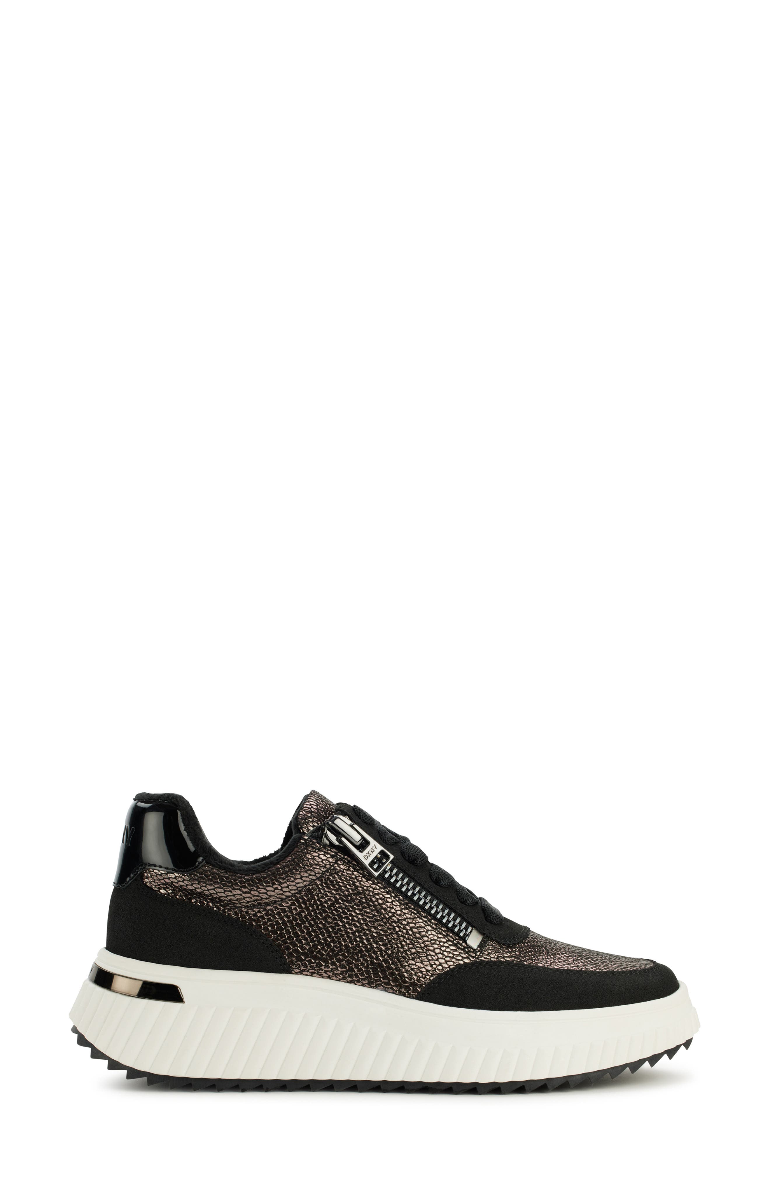 DKNY Laurence Wedge Sneaker, Alternate, color, Pewter Black