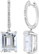 EFFY Sterling Silver White Sapphire & White Topaz Drop Huggie Hoop Earrings
