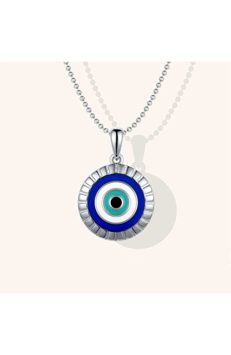 Mantra Evil Eye - I Am Supported And Protected necklace, Main, color, Silver