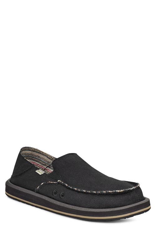 Sanuk Donny Hemp 2-tone Convertible Slip-on In Black