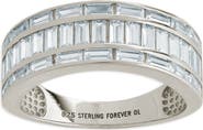 Sterling Forever Kate Three Row Cubic Zirconia Baguette Ring