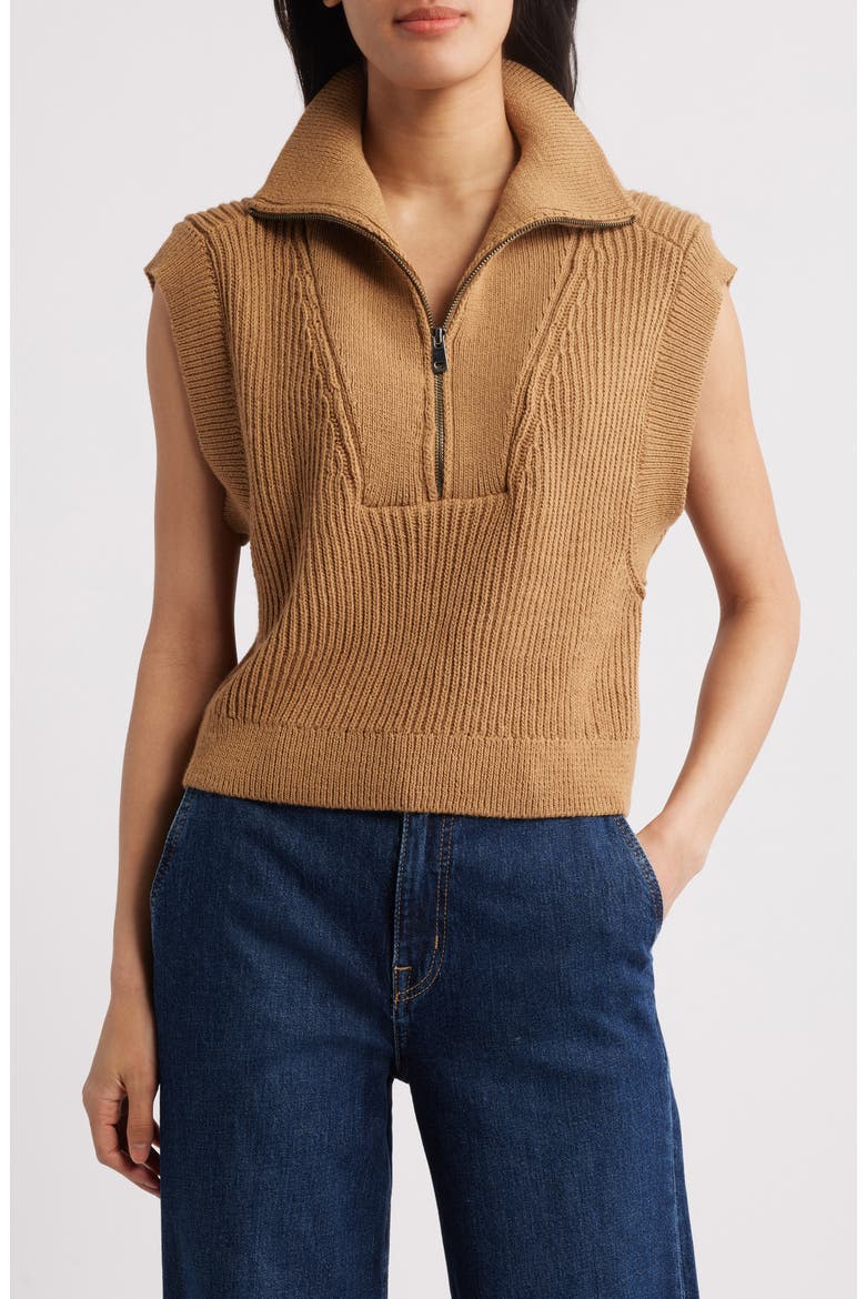 Half Zip Sweater Vest, Main, color, TIGERS EYE